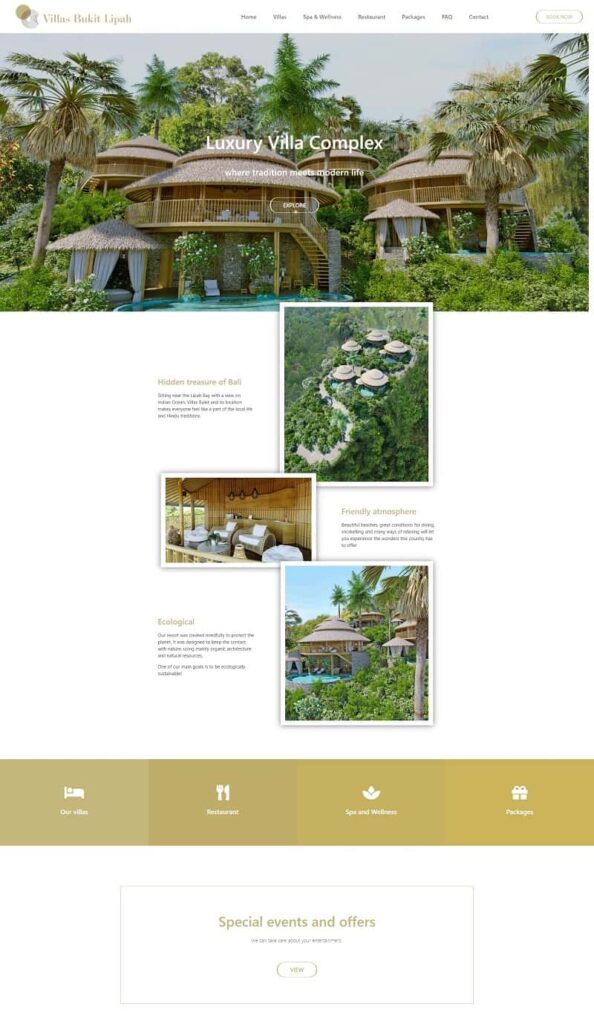 Moderní design webu na míru pro villasbukit.com