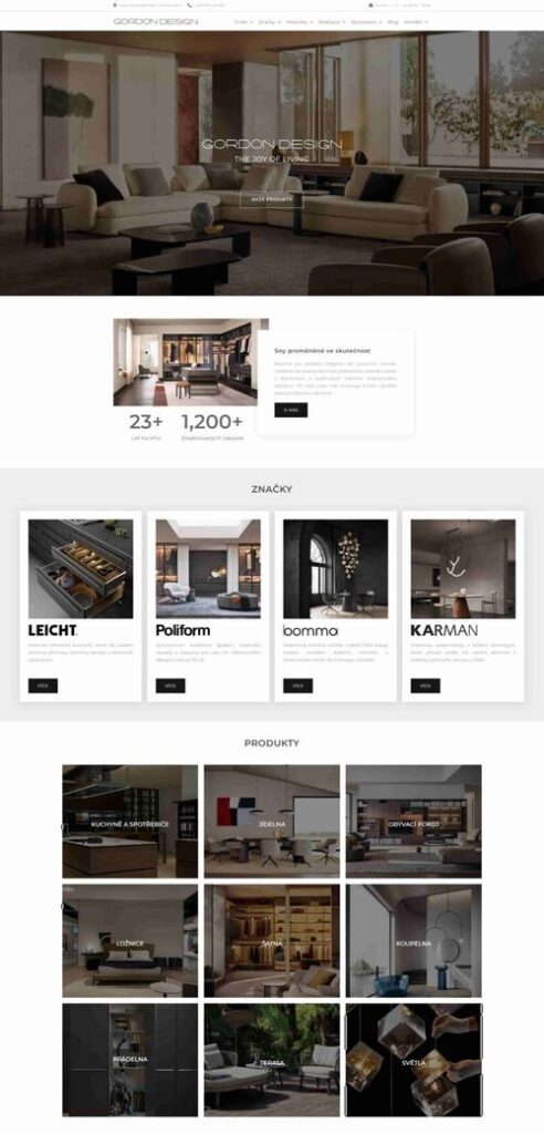 Tvorba webu na míru pro interiérové studio gordondesign.eu